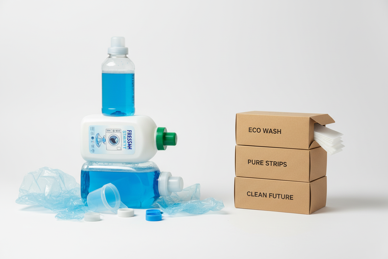 Waschstreifen vs Flüssigwaschmittel